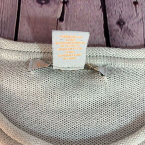 C & C California White Navy Anchor Nautical Beachy Americana Sweater Size M - Picture 7 of 11